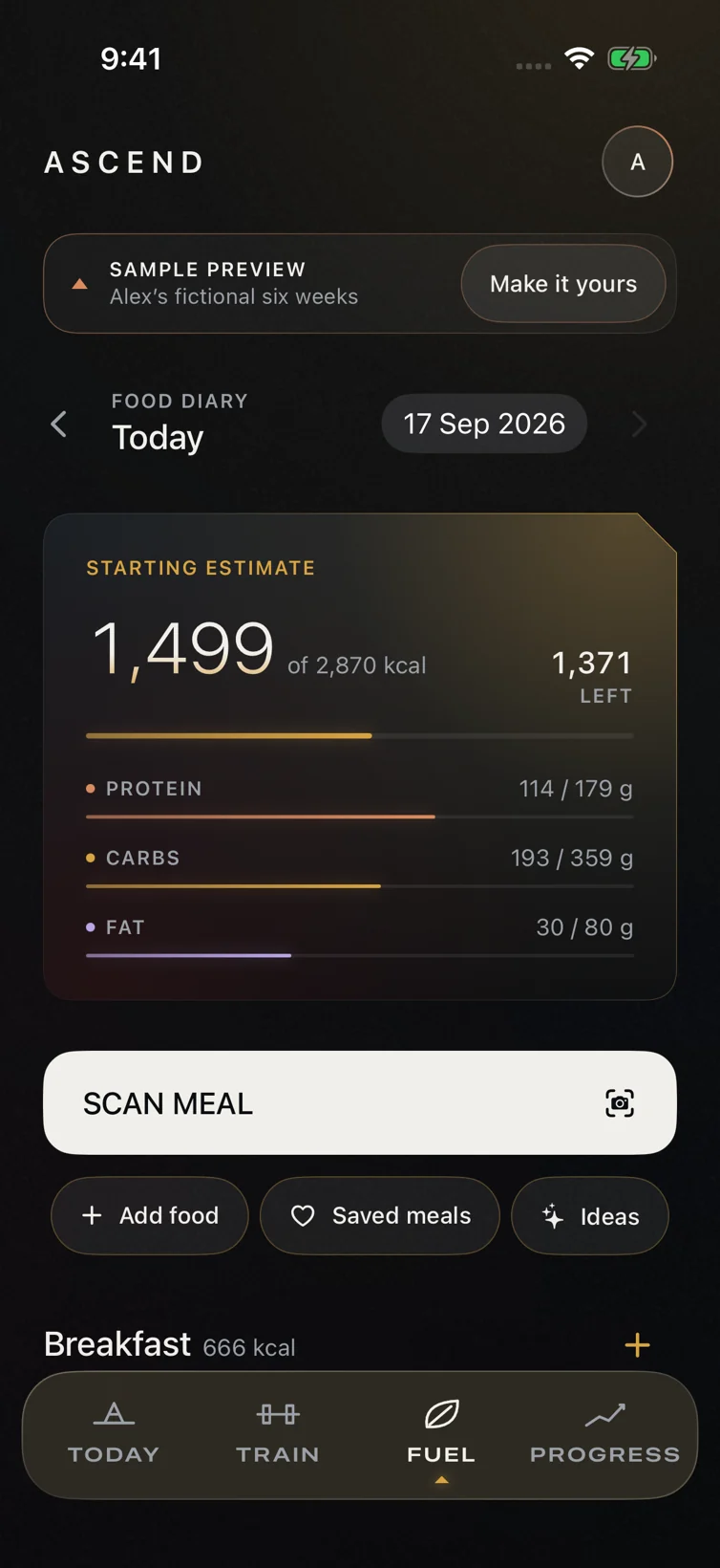 Food logging and daily targets