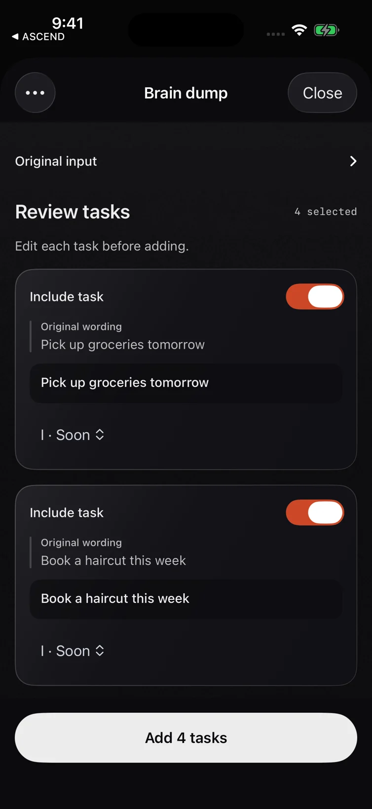 Turn a messy list into tasks I can review