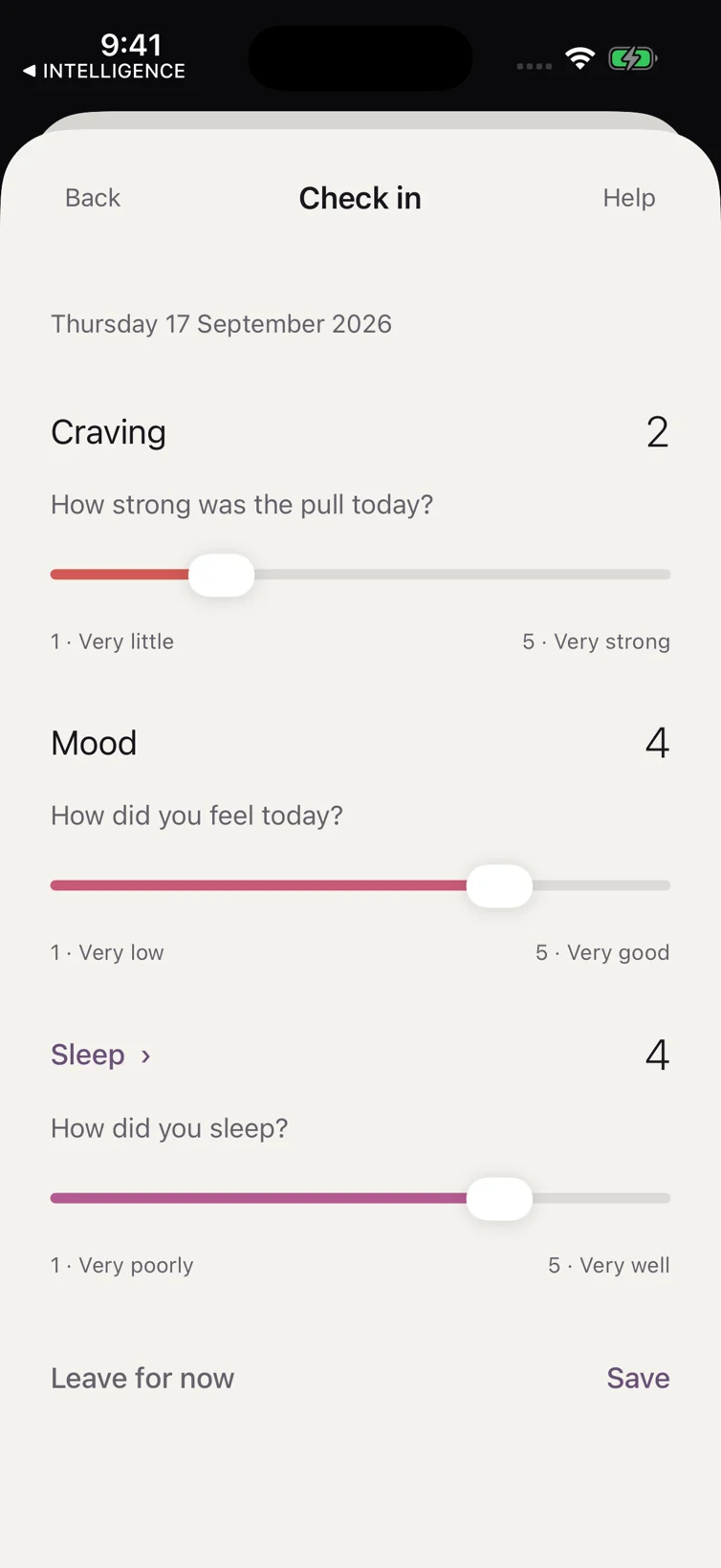 Record cravings, mood and sleep